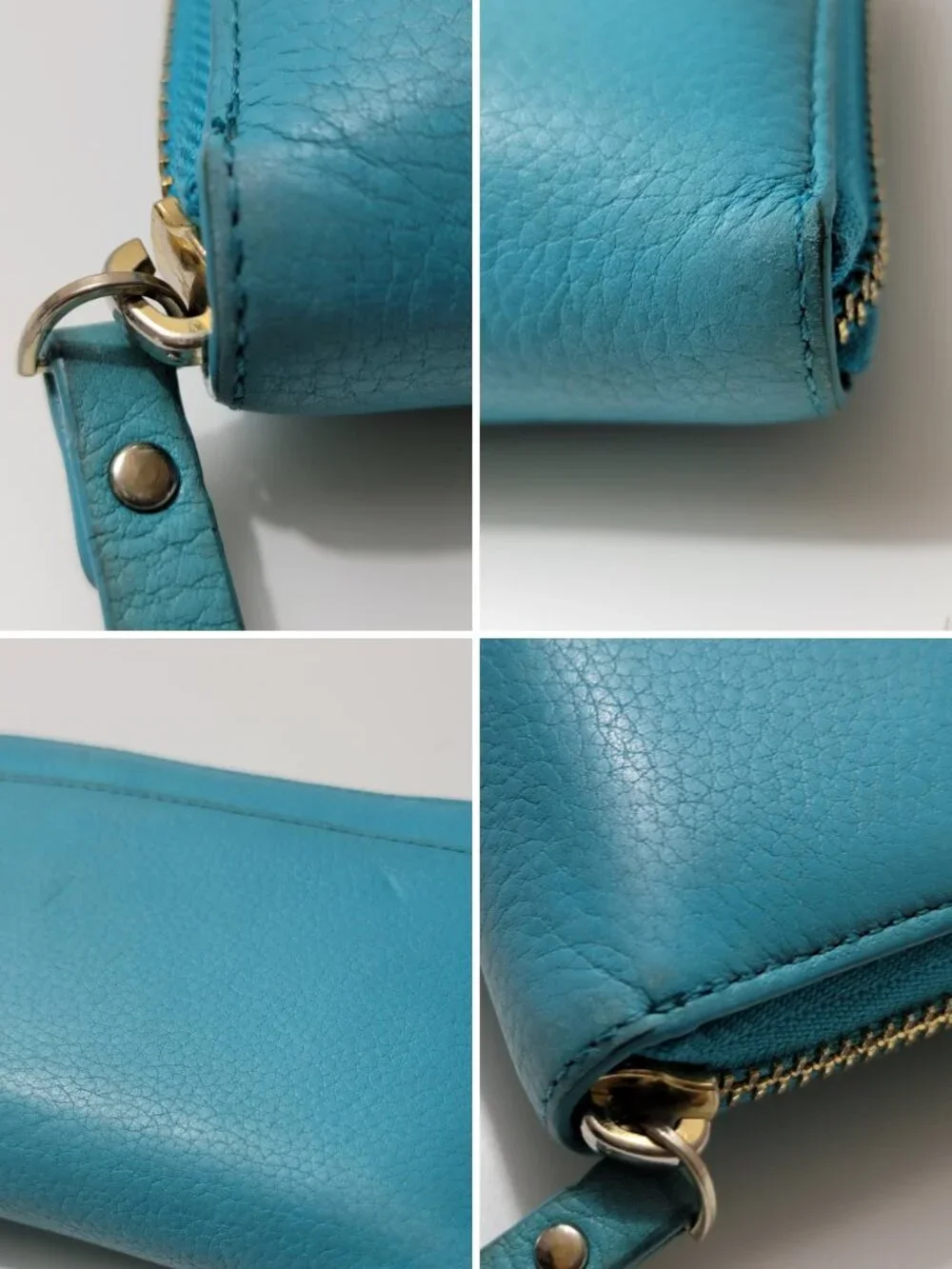 Kate Spade Grand Street Lacey Teal Zip Around Wallet Pebbled Leather Y2K - Picture 6 of 9